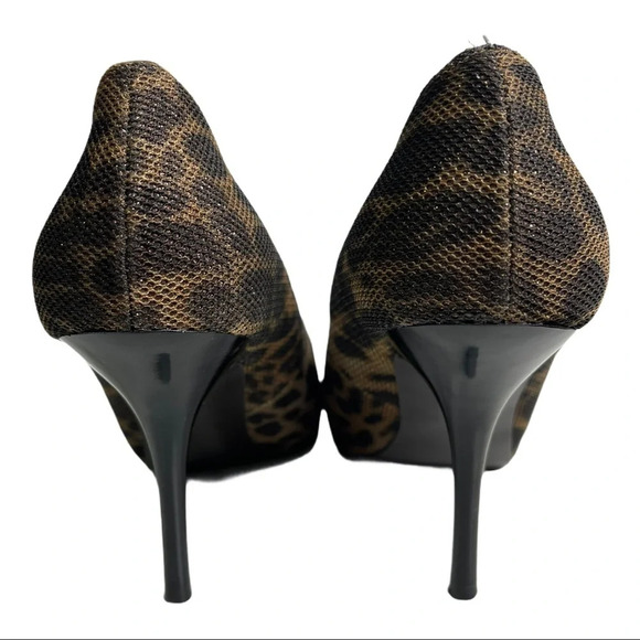 🛍️3/$40 Guess Leopard Print Peep Toe Metallic Heel Size 8.5 - Picture 3 of 7